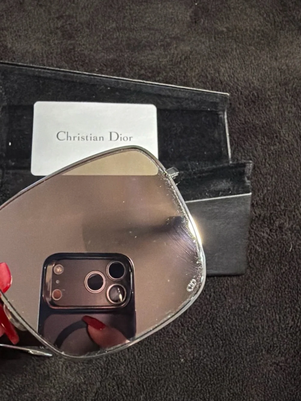 Dior Silver Frame Sunglasses with Black Lenses
